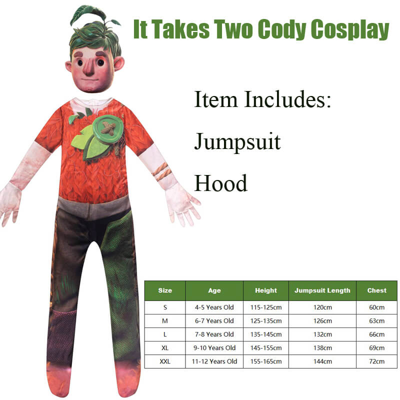 Kids It Takes Two Costume Cody Cosplay Suit and Mask Halloween Boys Game Fancy Outfit