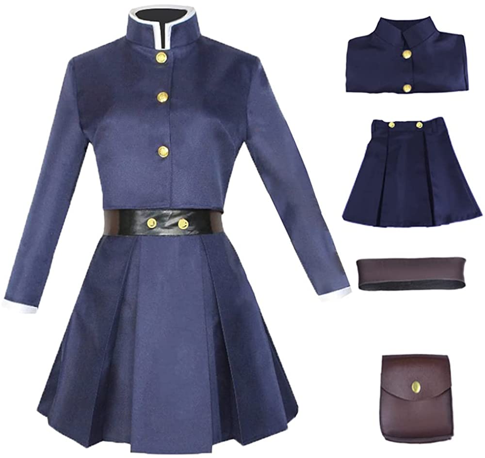 Nobara Costume Blue Cosplay Shirt Dress Bag Wig Full Set for Themed Party