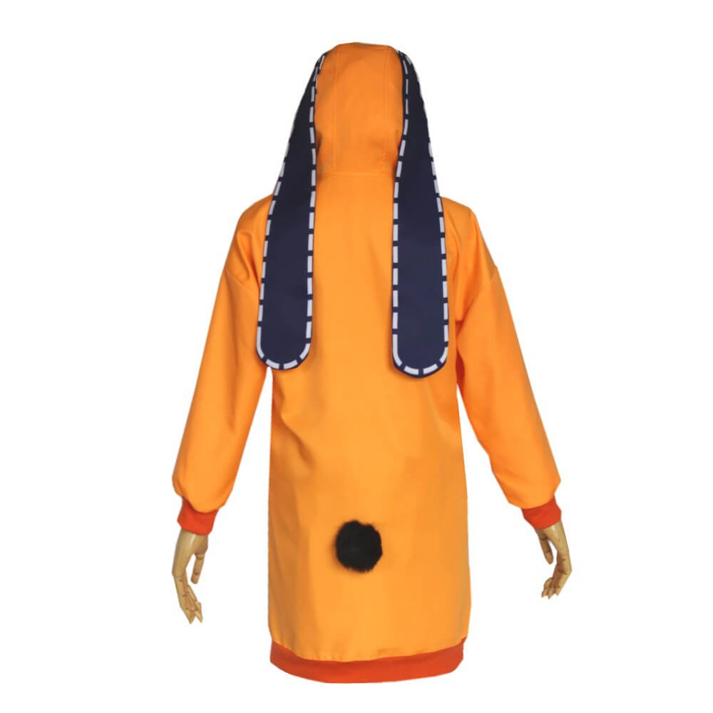 Teens Runa Yomotsuki Hoodie Bunny Ears Orange Jacket with Socks for Women Cosplay