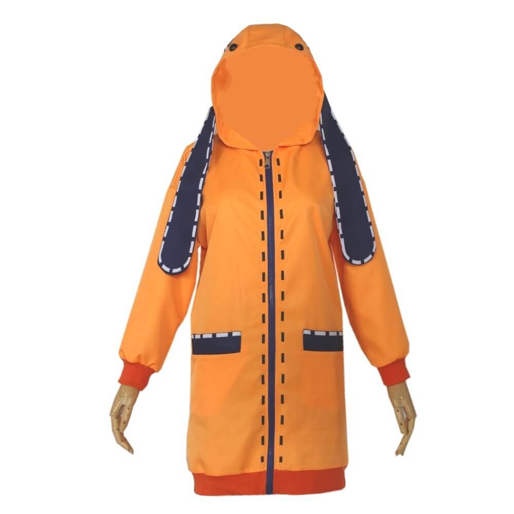 Teens Runa Yomotsuki Hoodie Bunny Ears Orange Jacket with Socks for Women Cosplay