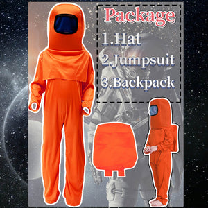 Kids Astronaut Costume Game Space Suit Jumpsuit Backpack and Helmet 3pcs Cosplay Outfit for Boys Girls Aged 3-12