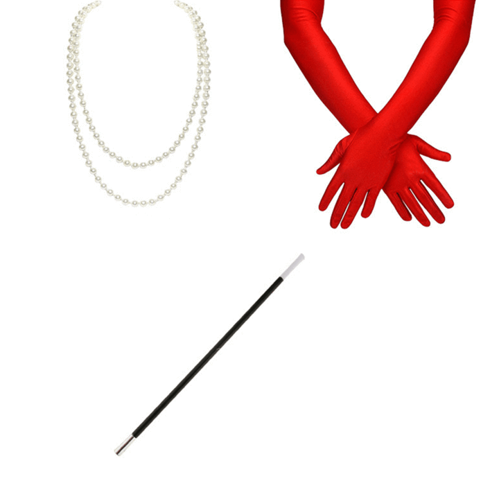 cruella red gloves and cigarette holder Long Flapper DeVille 1920s Fancy Dress Toys & Games The best gift for your girl in the upcoming Halloween MFD CRUELLA FANCY DRESS LONG