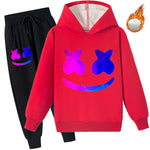Kids Fleece DJ Marsh-mello hoodie Marshmallow Fleece Hoodie and Pants Warm Sweatsuits For DJ Rock Fans