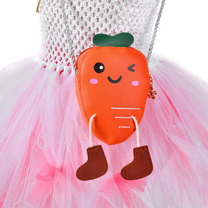 Toddler Fancy Bunny Dress with Headband and Carrot Bag Little Girls Princess Tutu Dress