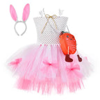 Toddler Fancy Bunny Dress with Headband and Carrot Bag Little Girls Bunny Costume