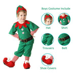 Kids Holidays Elf Costumes Santa Claus Elf Clothes Matching Suit For Christmas
