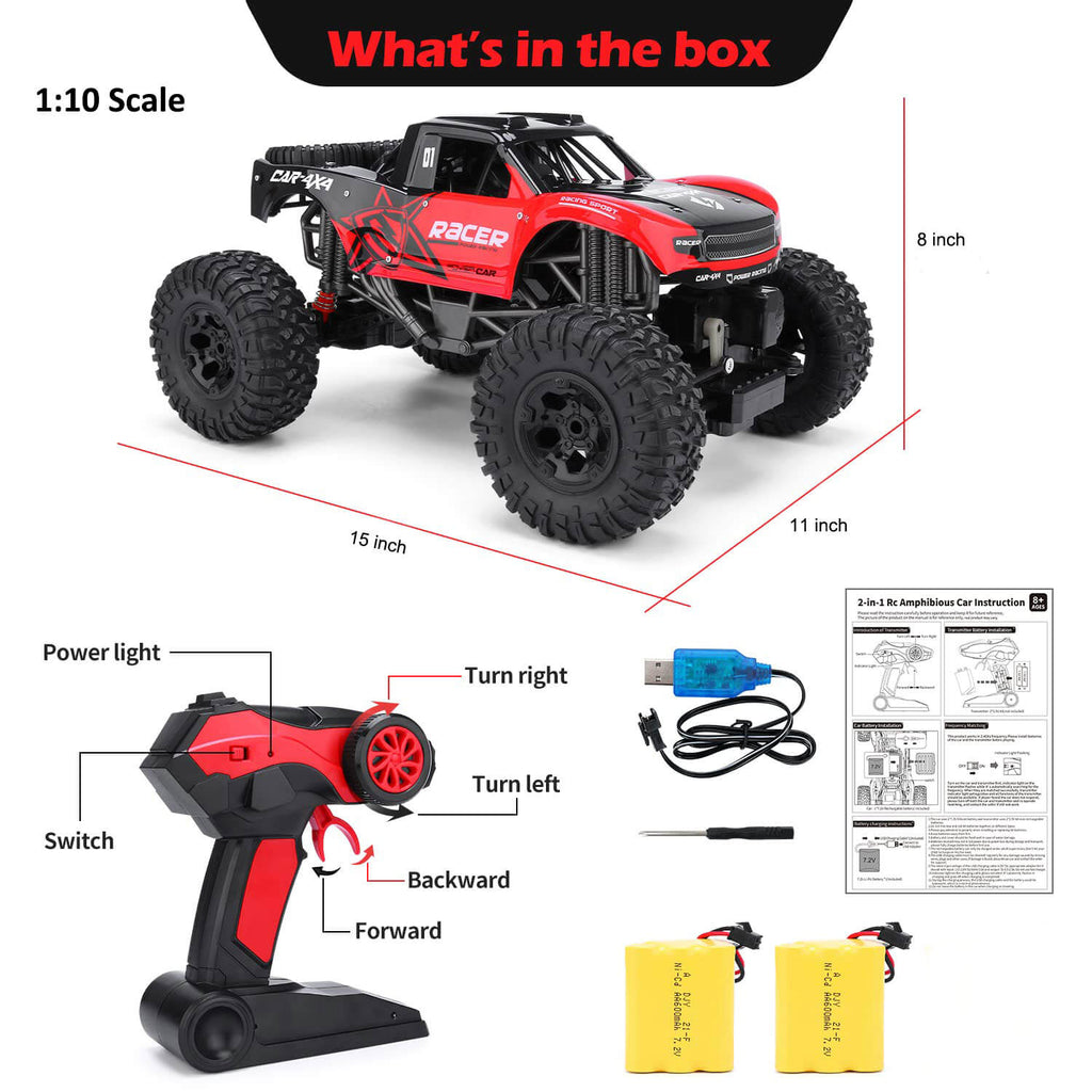 Amphibious RC Car 100% Waterproof Off-Road Monster Vehicle 2.4GH Remote Control Truck