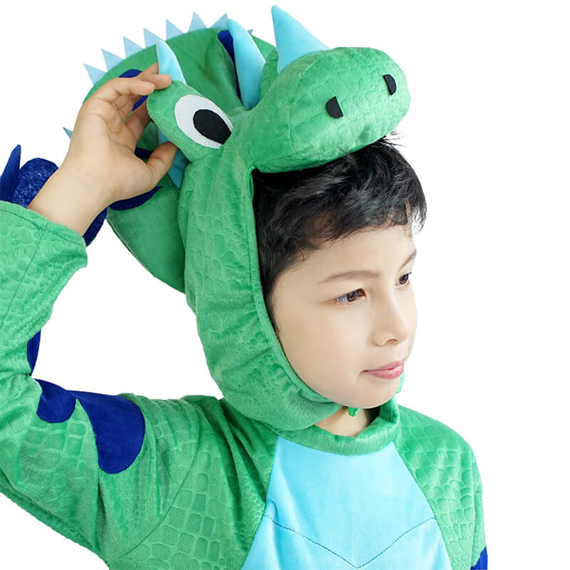 Child Triceratops Costumes Kids Dinosaur Jumpsuit Helmet Suit Halloween Costume for Boys Girls 3-12Y