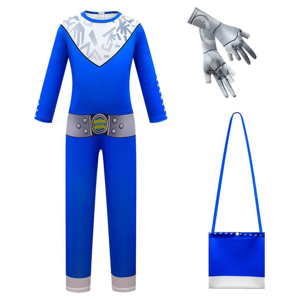 Kids Alien Costume Haloween Cosplay Jumpsuit Gloves Bag Full Set