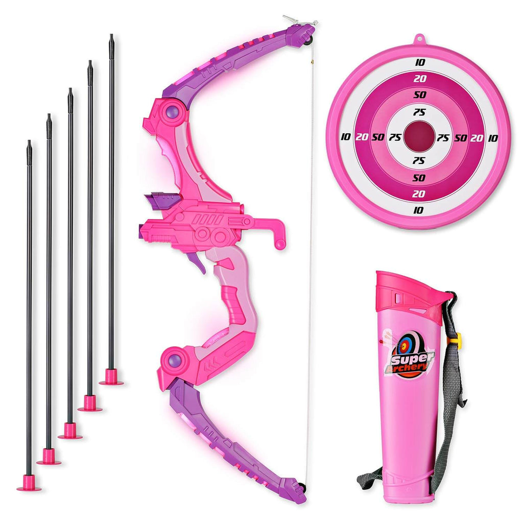 Kids Toy Bow and Arrows with Sighting Device Lighting Effects for Outdoor Hunting Game