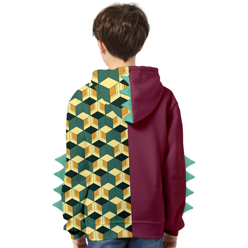 Kids Dinosaur Hoodie and Pants Demon Tanjiro Zenitsu Nezuko Shinobu Giyu Cosplay Suits