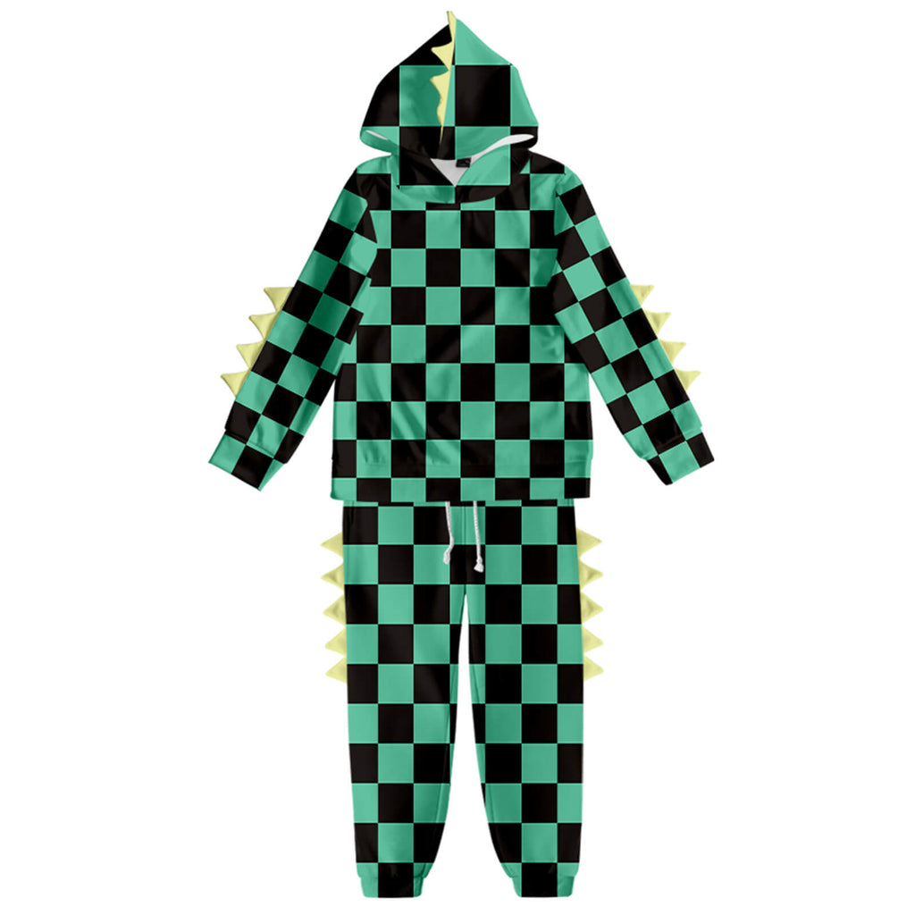 Kids Dinosaur Hoodie and Pants Demon Tanjiro Zenitsu Nezuko Shinobu Giyu Cosplay Suits