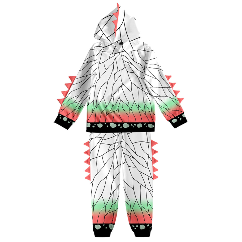 Kids Dinosaur Hoodie and Pants Demon Tanjiro Zenitsu Nezuko Shinobu Giyu Cosplay Suits