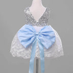 Fashion Girls Lace Wedding Pageant Formal Dress Bow Sequin Gown Dresses 1-10T