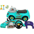 Kids 3-in-1 Ride-on Excavator Truck With Music for Boys Girls Indoor Outdoor Scooter, Pulling cart & Excavator