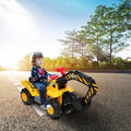 Kids Ride-on Excavator Toys Outdoor Digger and Bulldozer Truck With Safety Helmet and Simulation Sound