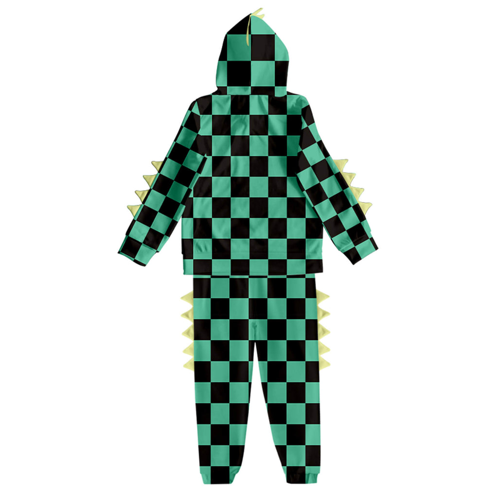 Kids Dinosaur Hoodie and Pants Demon Tanjiro Zenitsu Nezuko Shinobu Giyu Cosplay Suits