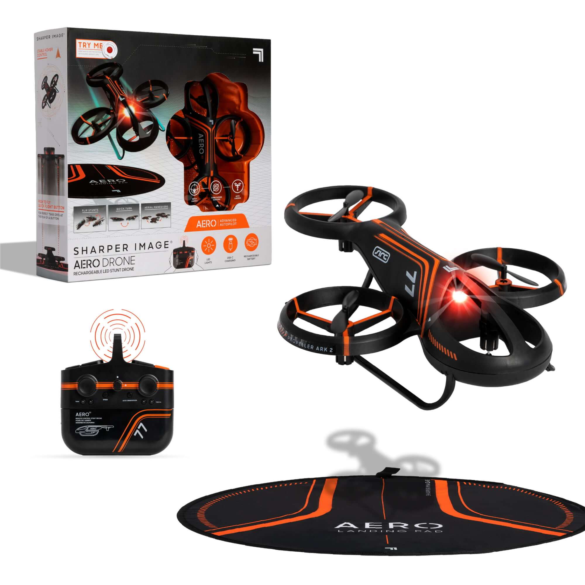 Aero Stunt Drone RC Rechargeable Quadcopter with LEDs Smart Copter for Beginners