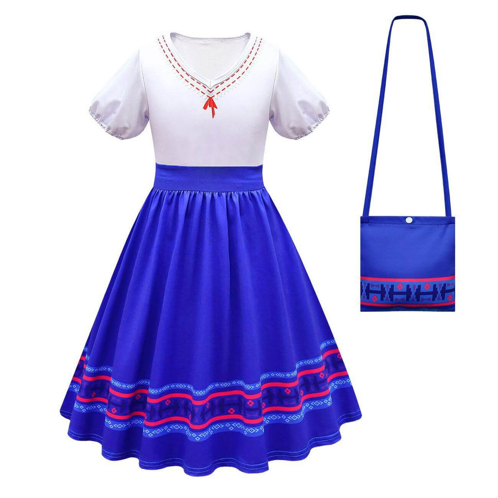 Kids Luisa Cosplay Dress Super-Jacked Strength Hero Madrigal Costume With Bag