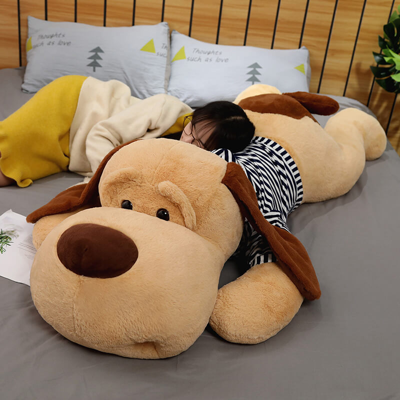 52" Giant Size Soft Lying Dog Plush Toys Stuffed Animal Sleep Cushion Pillow Dolls