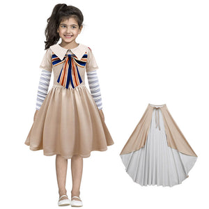 Girls Robot Doll Dress Horror Movie Costume for Kids Halloween AI Doll Cosplay Outfit Wig Full Set
