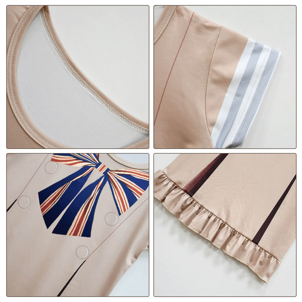 Kids AI Doll Dress Short Sleeve Costume Wig Horror Doll Cosplay Costume for Girls