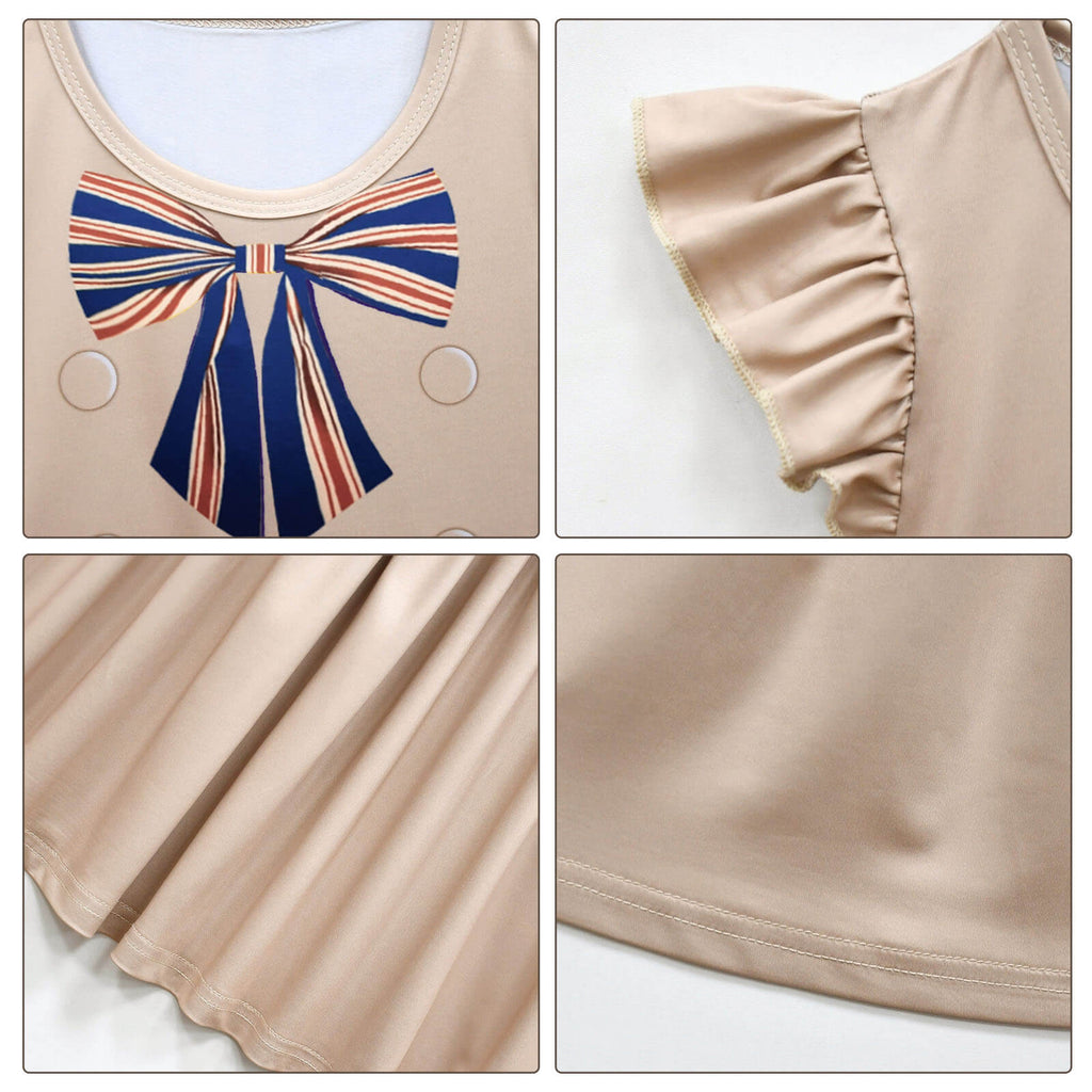 Kids AI Doll Dress Short Sleeve Costume Wig Horror Doll Cosplay Costume for Girls