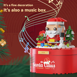 Christmas Building Block Music Box Home decoration with Automatic Snow LED for Boys Grils Christmas Gift