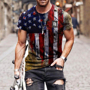 Adult 4th of July Shirt American Flag Casual Patriotic Tee with Plus Size for Men