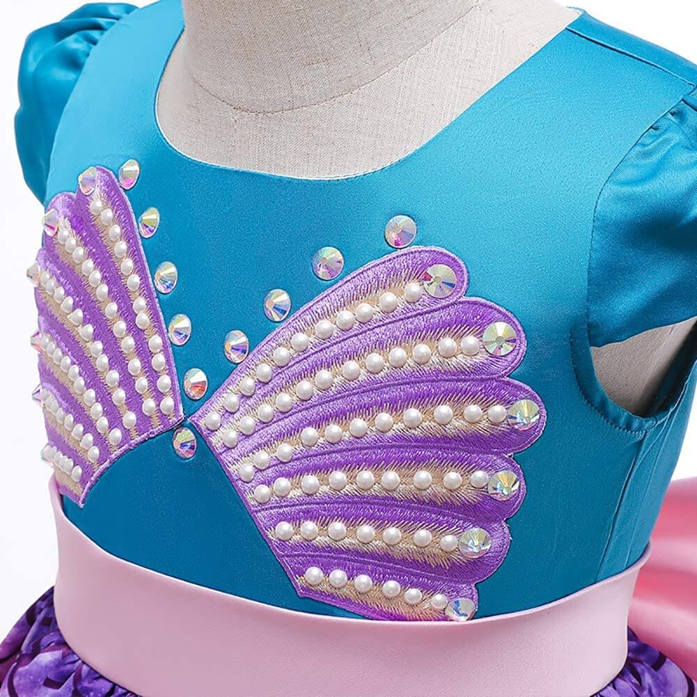 Girls Mermaid Dress Summer Princess Ariel Dress Party Carnival Dress Up Costume 3-11 Years
