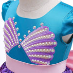 Girls Mermaid Dress Summer Princess Ariel Dress Party Carnival Dress Up Costume 3-11 Years