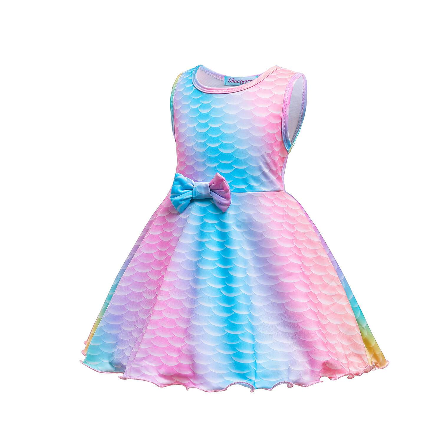 Girls Mermaid Dress Daily Wear Princess Dress Sea Rainbow Dress Up Outfit