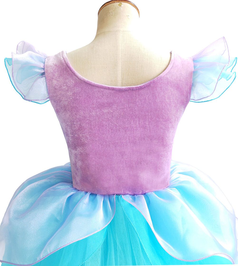 Girls Mermaid Princess Dress With Shiny Sequin Birthday Party Holiday Costume For Age 3-10