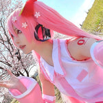 Women Miku Sakura Cosplay Costume Pink Vocaloid JK Sailor Dress High School Uniform Halloween Full Set