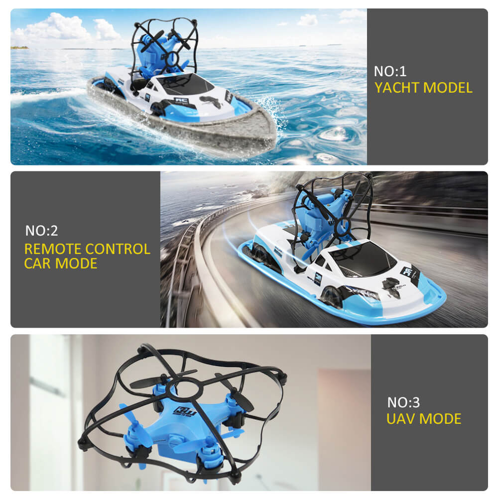 RC Mini Drone Boat Car Triphibian Vehicle Helicopter Drone Quadrocopter Remote Control Toy