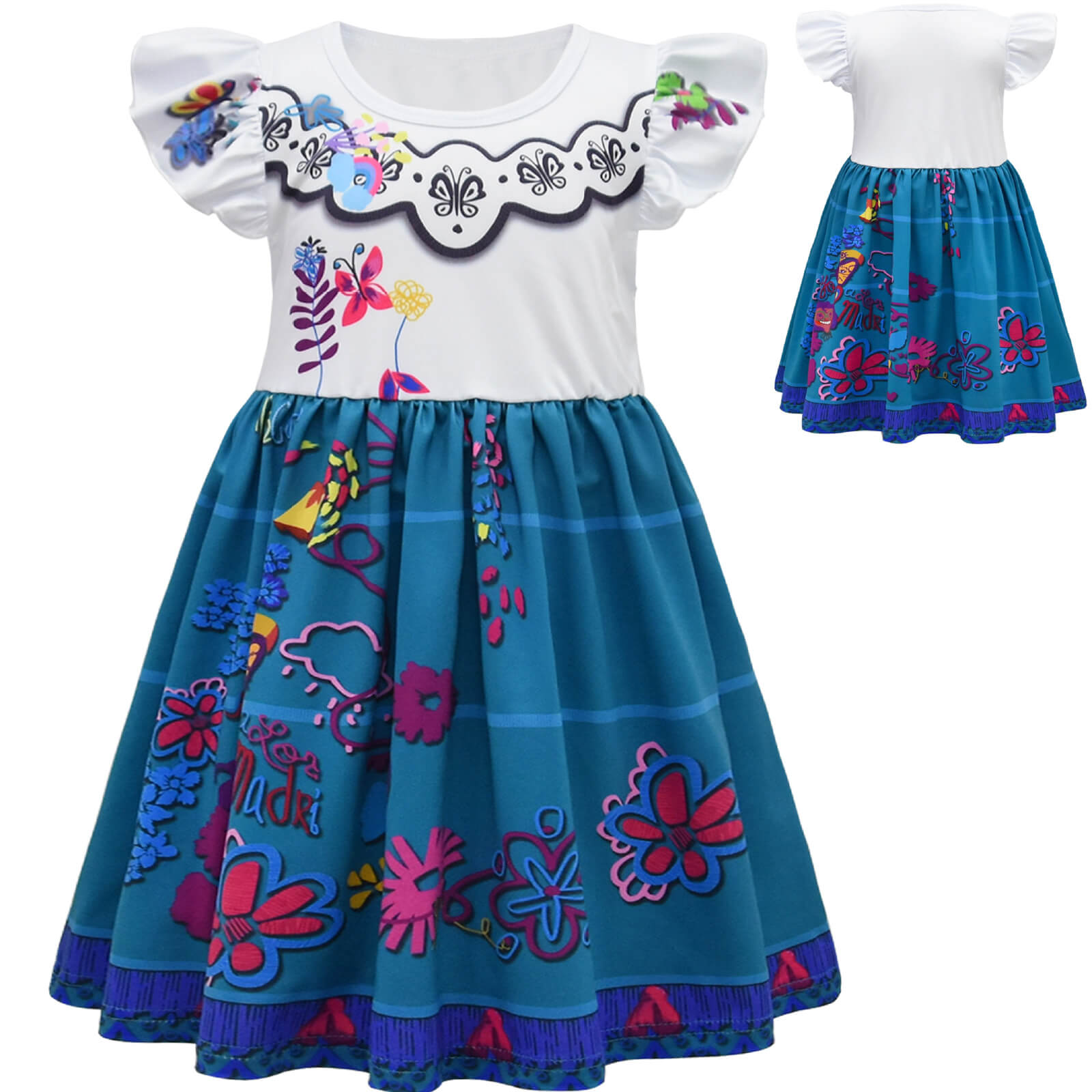 Girl's Mirabel Outfit Madrigal Cosplay Dress Kids Magical Party Costume