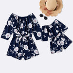 Family Matching Mother and Baby Floral Off Shoulder Romper Jumpsuit