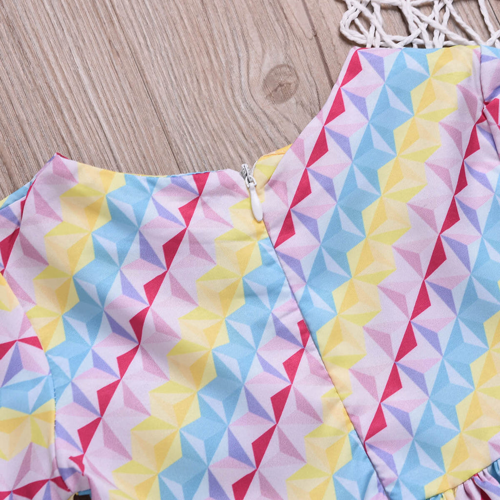 Mommy and Me-Mother Daughter Family Matching Rainbow Dress Striped Ruffles Dresses