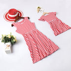 Mommy and Me-Mother Daughter Dresses Family Look Matching Outfits Summer Striped Dress