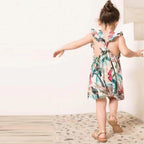 Family Matching Clothes Fashion V-neck Ruffled Floral Mini Dresses