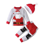 3pcs Toddler Christmas Costume Newborn Baby Santa Outfits Pullover Trousers Hat Full Set