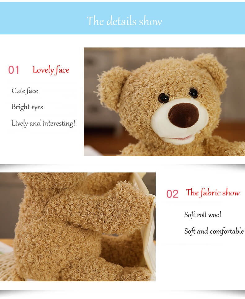 Adorable Peek-A-Boo Teddy Bear Animated Stuffed Animal Toys For Toddler