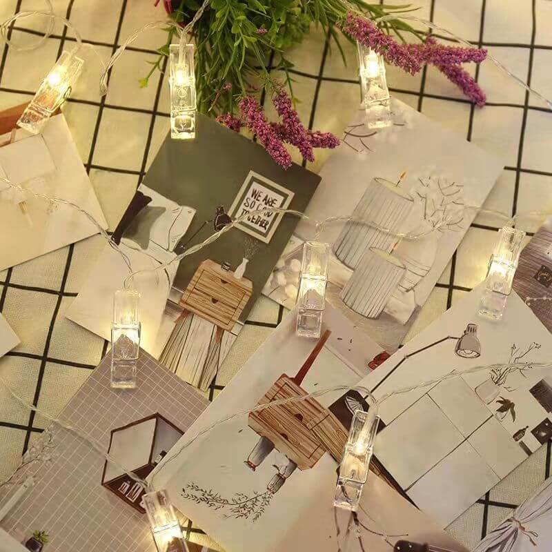 Photo Clips Remote LED String Lights 8 Fun Modes USB Fairy Lights Warm White for Hanging Pictures