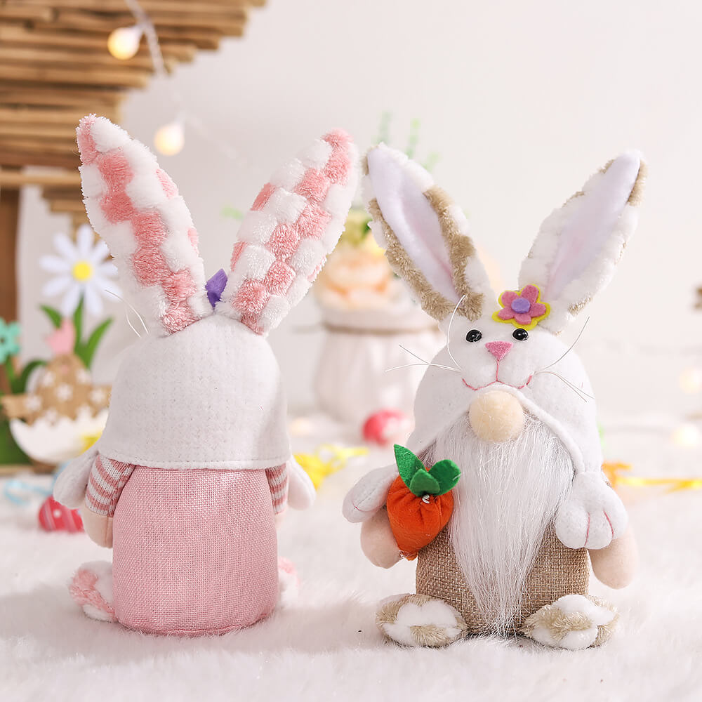 Plush Easter Gnome Bunny Cute Rabbit with Carrot Egg for Home Decoration Funny Easter Plush Doll
