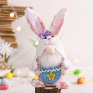 Plush Easter Gnome Bunny Cute Rabbit with Carrot Egg for Home Decoration Funny Easter Plush Doll