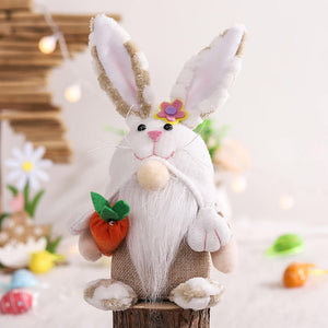 Plush Easter Gnome Bunny Cute Rabbit with Carrot Egg for Home Decoration Funny Easter Plush Doll