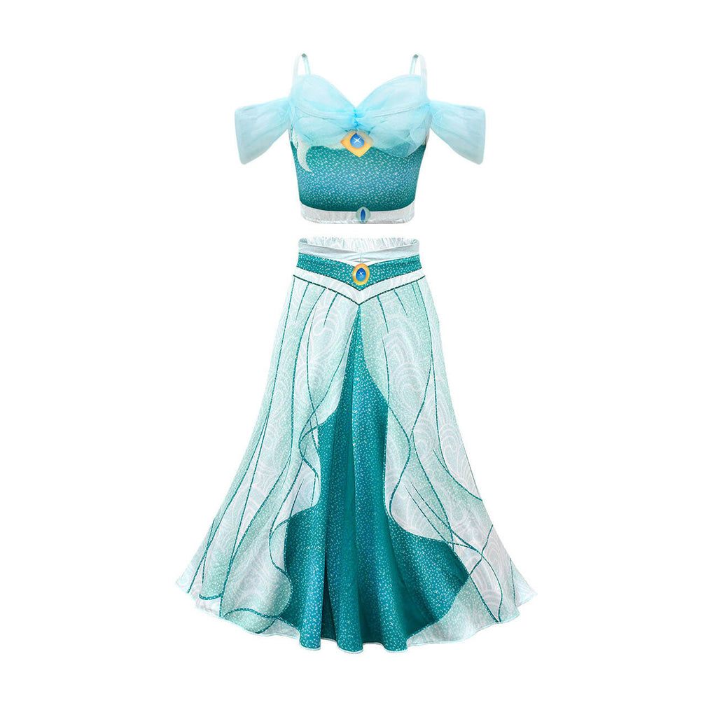 Princess Jasmine Dress Arabian Sequined Cosplay Costumes Kids Party Role Play Dress Up Outfit