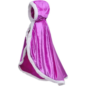 Fur Elsa Anna Princess Hooded Cape Cloaks Costume for Girls Dress Up