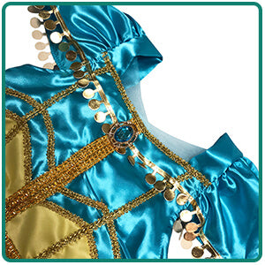 Kids  Princess Jasmine Costume Halloween Aladdin 4-pieces Full Set Cosplay Dress