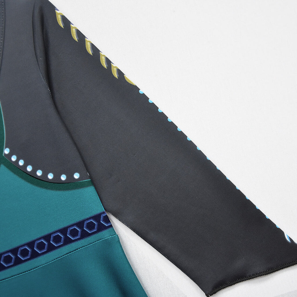 Snow Queen Anna Dress Kids Party Cosplay Outfit Ice Princess Costume Dress with Cloak